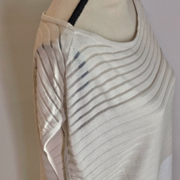 WHBM Tan Cap Sleeve Shadow Stripe Sweater Small - Picture 7 of 12